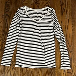 a new day Black and White Striped Long Sleeve Tee